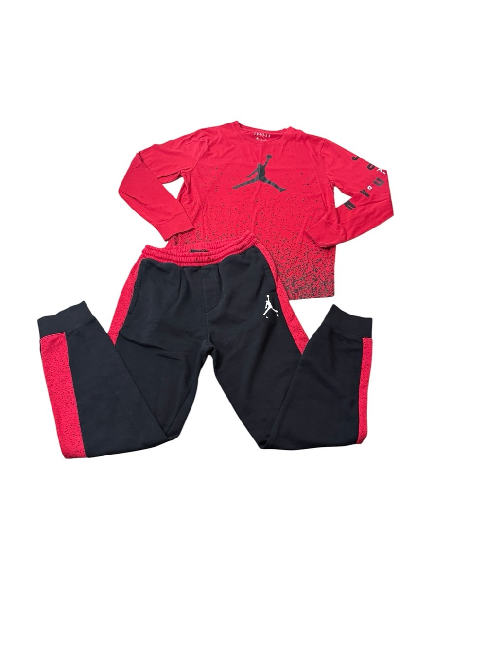 Jordan Red and Black Jumpman Long Sleeve Top with Matching Jogger Pants Size XL